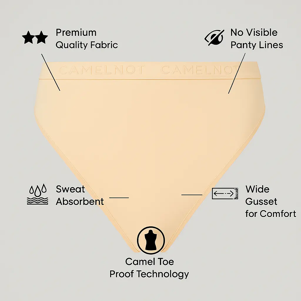 High Rise Cameltoe Proof Underwear Beige